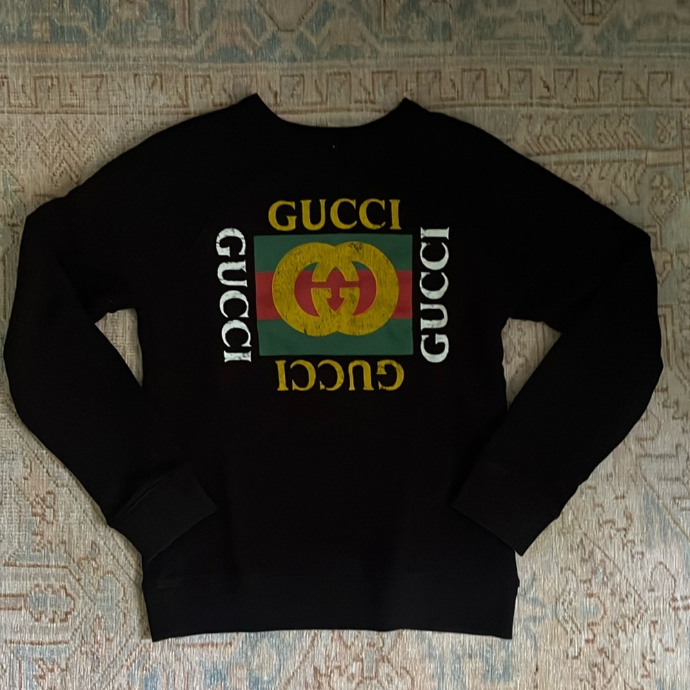 Gucci kids sweatshirt cotton 10 black yellow red logo
